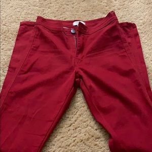 High waisted red pant